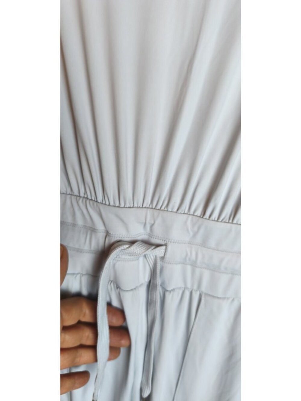 Halara NWT Cutout Waist Drawstring Wide Leg Jumpsuit Side Slit Gray Size M - Picture 3 of 13